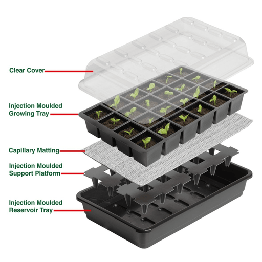 12 Cell Self Watering Seed Success Kit Propagator with Capillary Matting | Seed Propagator Kit | 5031670003126 5031670003126 | AllotMate Essentials