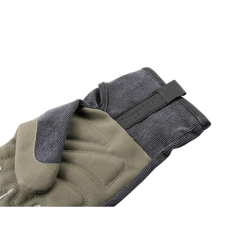 Dig The Glove Country Cord L/XL: men's corduroy gardening gloves with a padded palm, leather trim, and wrist strap