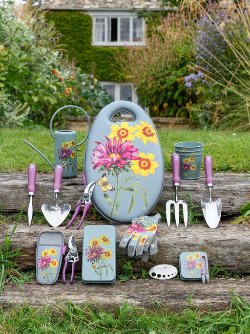 Asteraceae Gloves: women's gardening gloves with a botanical daisy print, cushioned palm, and gathered wrist | Gift Gloves | 5019360203902 5019360203902 | AllotMate Essentials