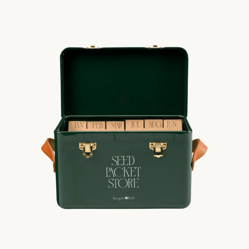 Seed Packet Storage Box – Heritage Green Collector's Tin | Burgon & Ball | Seed Storage | GEN/SEEDDG 5019360204886 | AllotMate Essentials