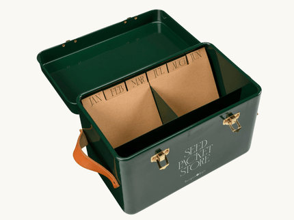 Seed Packet Storage Box – Heritage Green Collector's Tin | Burgon & Ball | Seed Storage | GEN/SEEDDG 5019360204886 | AllotMate Essentials
