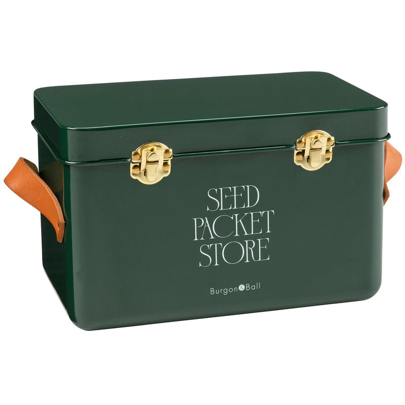 Seed Packet Storage Box – Heritage Green Collector's Tin | Burgon & Ball | Seed Storage | GEN/SEEDDG 5019360204886 | AllotMate Essentials