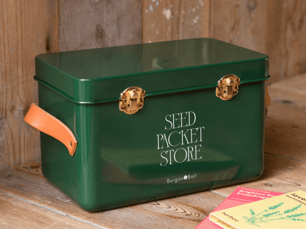 Seed Packet Storage Box – Heritage Green Collector's Tin | Burgon & Ball | Seed Storage | GEN/SEEDDG 5019360204886 | AllotMate Essentials