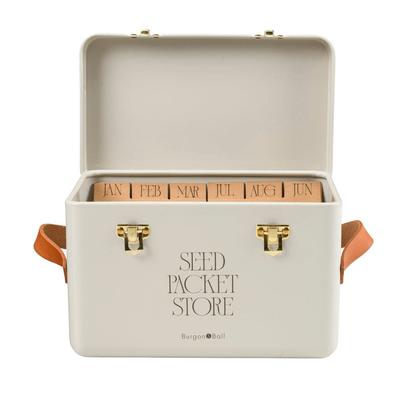 Seed Packet Storage Box – Mushroom Colour Collector’s Tin | Burgon & Ball | Seed Storage | GEN/SEEDMROOM | AllotMate Essentials