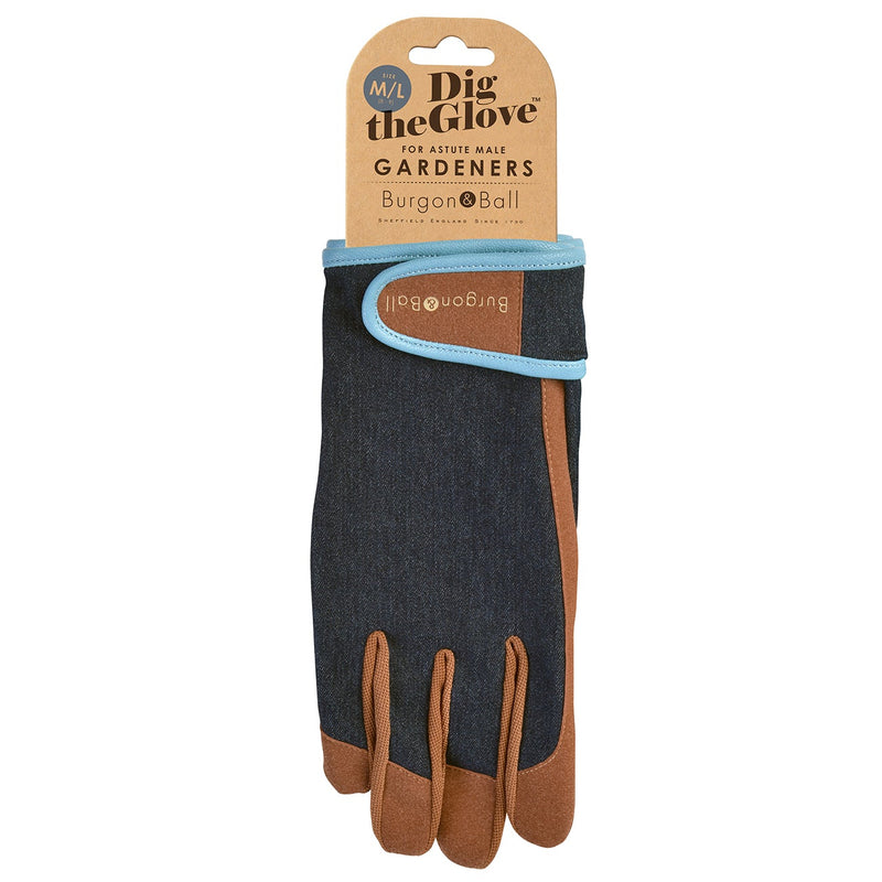 Dig The Glove – Denim Gardening Gloves in (M/L) & (L/XL) | Durable & Stylish by Burgon & Ball | Gardening Gloves | GLO/JEANML | AllotMate Essentials