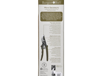 Burgon and Ball Burgon and Ball - NEW Collectors Olive Micro Secateurs - AllotMate Essentials - GCC/MPOLIVE - 