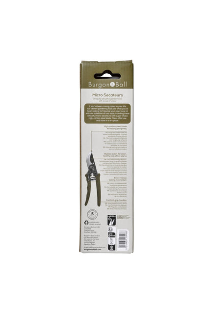 Burgon and Ball Burgon and Ball - NEW Collectors Olive Micro Secateurs - AllotMate Essentials - GCC/MPOLIVE - 