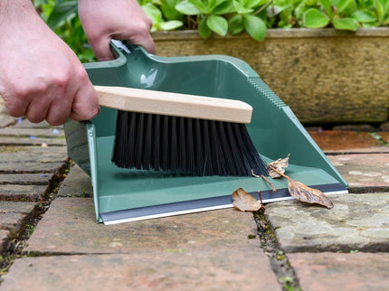 RHS Large Dustpan & Brush Set – FSC Wood & Stiff Bristles | Burgon & Ball | Dustpan & Brush | GTH/HBPAN 5019360203445 | AllotMate Essentials