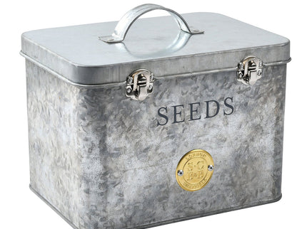 Galvanised Seed Tin – Stylish Storage with Inner Compartments | Sophie Conran by Burgon & Ball | Seed Storage | GSC/SEEDGALV 5019360203353 | AllotMate Essentials