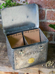 Galvanised Seed Tin – Stylish Storage with Inner Compartments | Sophie Conran by Burgon & Ball | Seed Storage | GSC/SEEDGALV 5019360203353 | AllotMate Essentials