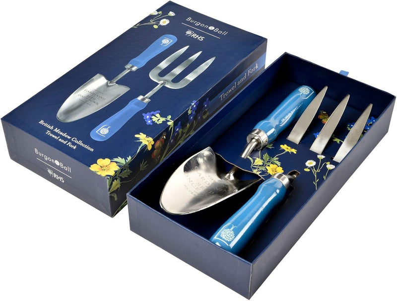 British Meadow Trowel & Fork Gift Set – RHS Floral Design | Burgon & Ball | Trowel and Fork | GRH/TFBOXBM 5019360202226 | AllotMate Essentials