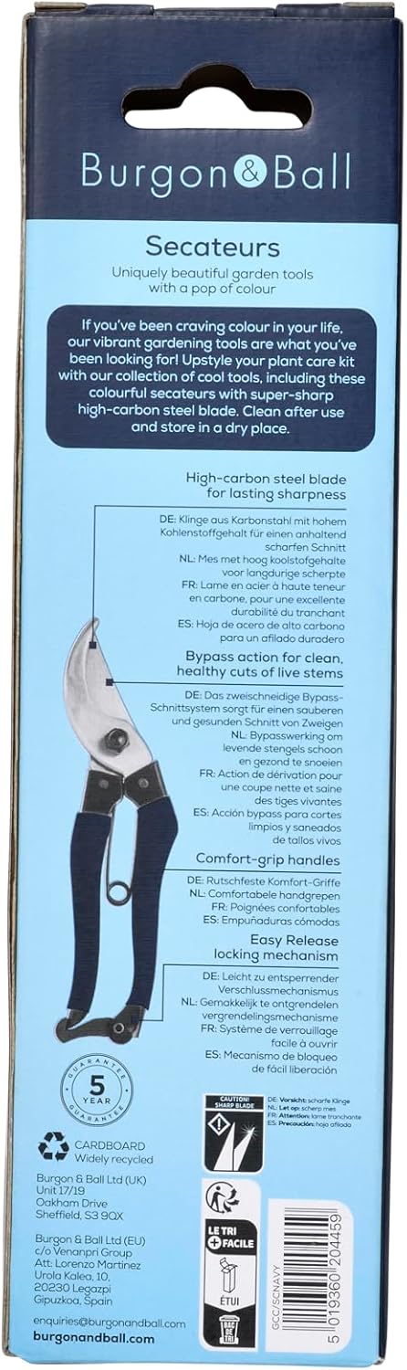 Collectors Bypass Secateurs – Navy Finish Garden Pruners | Burgon & Ball | Bypass Secateurs | GCC/SCNAVY 5019360204459 | AllotMate Essentials