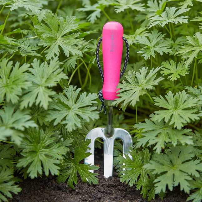 Burgon and Ball Burgon & Ball – FloraBrite Fluorescent Hand Fork (Pink or Yellow) - Fork - AllotMate Essentials - GFB/HFPINK - 5019360013143