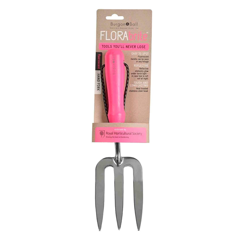 FloraBrite® Fluorescent Hand Fork – Bright Garden Tool in Pink or Yellow | Burgon & Ball | Fork | GFB/HFPINK 5019360013143 | AllotMate Essentials
