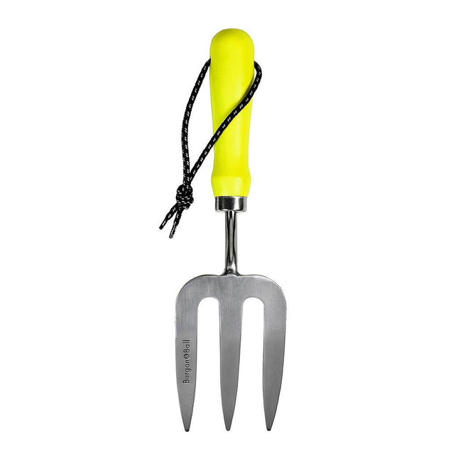 Burgon and Ball Burgon & Ball – FloraBrite Fluorescent Hand Fork (Pink or Yellow) - Fork - AllotMate Essentials - GFB/HFYELL - 5019360013136