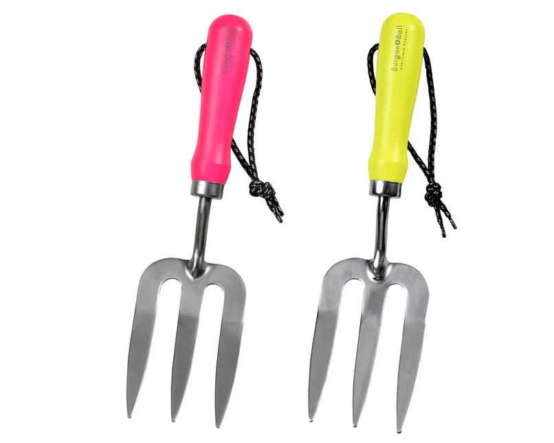 Burgon and Ball Burgon & Ball – FloraBrite Fluorescent Hand Fork (Pink or Yellow) - Fork - AllotMate Essentials - GFB/HFYELL - 5019360013136
