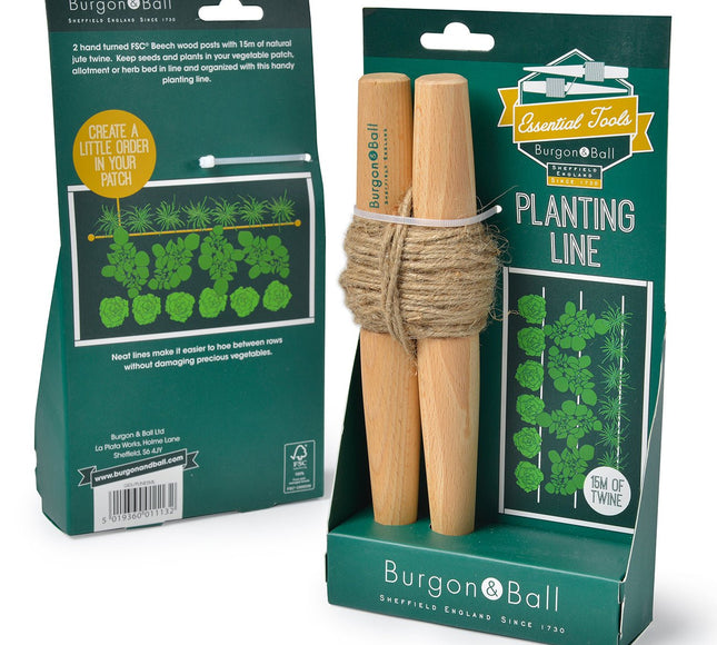 Planting Line – Traditional Wooden Line Marker for Straight Rows | Burgon & Ball | Planting Line | GES/PLINESML 5019360011132 | AllotMate Essentials