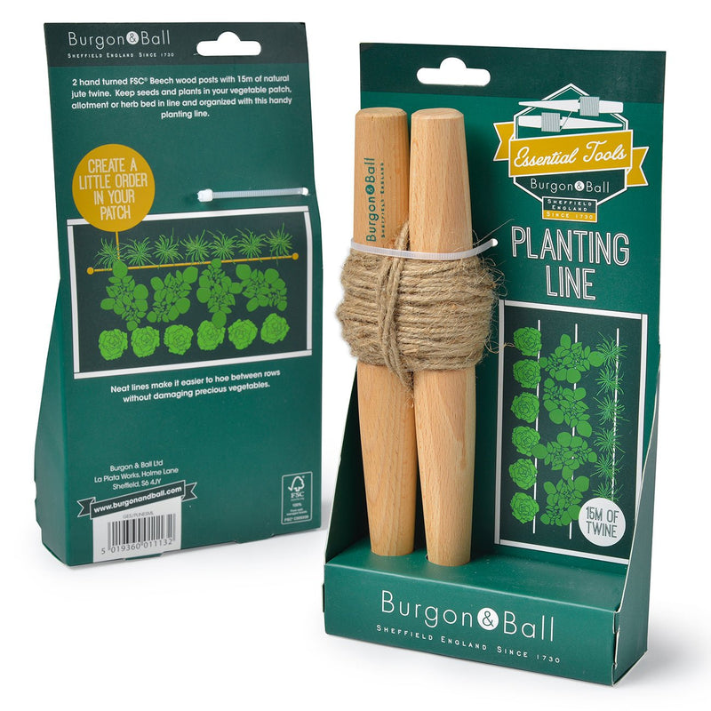 Planting Line – Traditional Wooden Line Marker for Straight Rows | Burgon & Ball | Planting Line | GES/PLINESML 5019360011132 | AllotMate Essentials