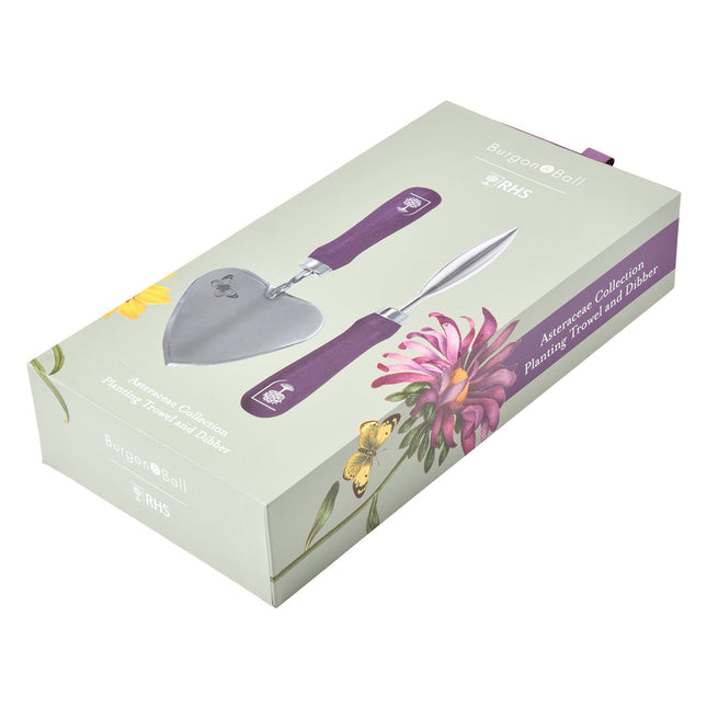 Burgon and Ball Burgon & Ball - RHS Gift Planting Trowel and Dibber Asteraceae FSC 100% - Trowel and Dibber - AllotMate Essentials - GRH/PTDIBASTER - 5019360203872