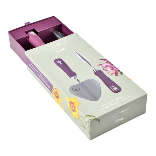 Burgon and Ball Burgon & Ball - RHS Gift Planting Trowel and Dibber Asteraceae FSC 100% - Trowel and Dibber - AllotMate Essentials - GRH/PTDIBASTER - 5019360203872