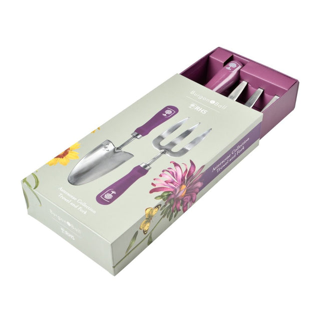 Burgon and Ball Burgon & Ball - RHS Gift Trowel and Fork Asteraceae FSC 100% - Trowel and Fork - AllotMate Essentials - GRH/TFBOXASTER - 5019360203841