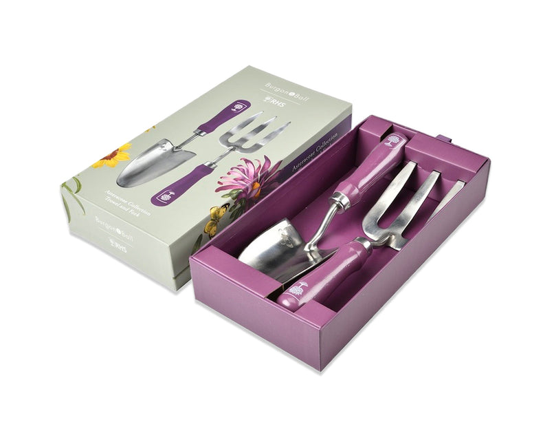 Burgon and Ball Burgon & Ball - RHS Gift Trowel and Fork Asteraceae FSC 100% - Trowel and Fork - AllotMate Essentials - GRH/TFBOXASTER - 5019360203841