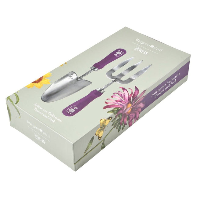 Burgon and Ball Burgon & Ball - RHS Gift Trowel and Fork Asteraceae FSC 100% - Trowel and Fork - AllotMate Essentials - GRH/TFBOXASTER - 5019360203841