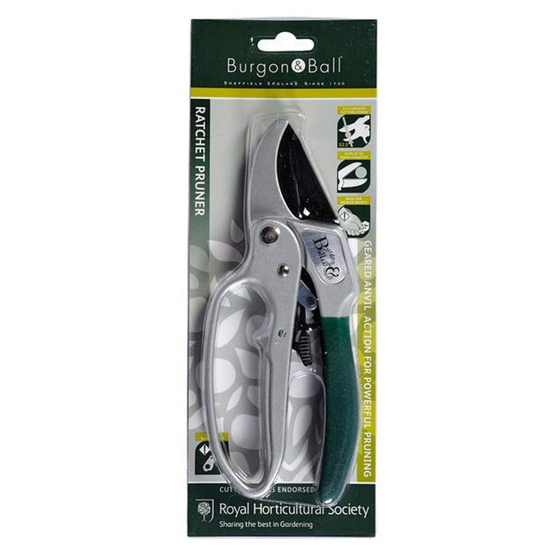 Ratchet Pruners – Easy - Cut Tool for Thick Stems | RHS by Burgon & Ball | Ratchet Pruner | GTO/RP 5019360004707 | AllotMate Essentials