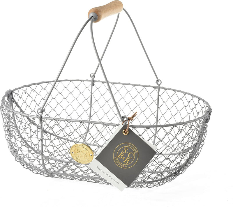 Burgon & Ball - Sophie Conran - Large Harvest Basket Grey | Harvest Basket | GSC/BASKLGGREY 5019360014010 | AllotMate Essentials