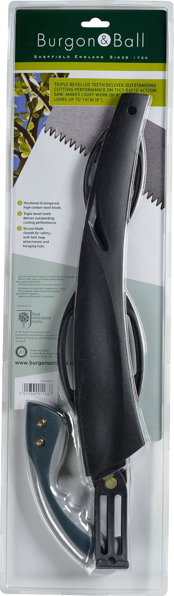 Curved Pruning Saw – Sharp Teeth for Fast Cutting | RHS Approved Garden Tool | Burgon & Ball | Pruning Saw | GTO/SAWLG 5019360011637 | AllotMate Essentials