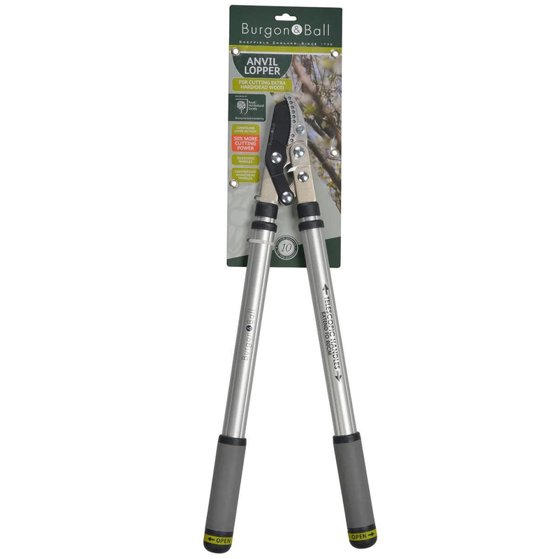 Telescopic Anvil Lopper – Heavy - Duty Loppers for Dead Branches | RHS Approved | Burgon & Ball | Anvil Lopper | GTO/LOPANVIL 5019360011590 | AllotMate Essentials