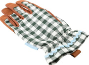 Collector Gloves Heritage Green Check: women's country cottage gardening gloves with a padded palm and ric rac trim | Gift Gloves | 5019360204770 5019360204770 | AllotMate Essentials