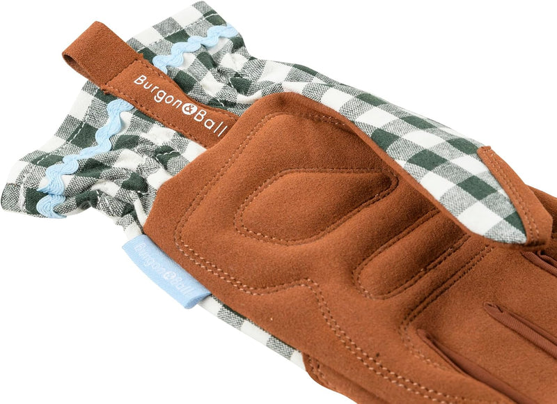 Collector Gloves Heritage Green Check: women's country cottage gardening gloves with a padded palm and ric rac trim | Gift Gloves | 5019360204770 5019360204770 | AllotMate Essentials