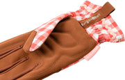 Collector Gloves Red Check: women's country cottage gardening gloves with a padded palm and ric rac trim | Gift Gloves | 5019360204787 5019360204787 | AllotMate Essentials