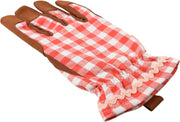 Collector Gloves Red Check: women's country cottage gardening gloves with a padded palm and ric rac trim | Gift Gloves | 5019360204787 5019360204787 | AllotMate Essentials
