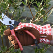 Collector Gloves Red Check: women's country cottage gardening gloves with a padded palm and ric rac trim | Gift Gloves | 5019360204787 5019360204787 | AllotMate Essentials