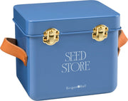 Collector Mini Seed Store in Cotswold Blue by Burgon & Ball – Compact Steel Seed Tin with Leather Handles | Seed Storage Tin | 5019360204893 5019360204893 | AllotMate Essentials
