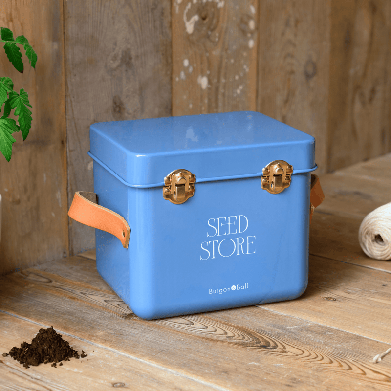 Collector Mini Seed Store in Cotswold Blue with Leather Handles | Seed Storage | GEN/MSEEDCOTS 5019360204893 | AllotMate Essentials