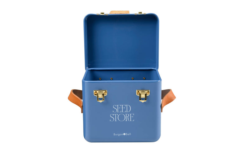 Collector Mini Seed Store in Cotswold Blue with Leather Handles | Seed Storage | GEN/MSEEDCOTS 5019360204893 | AllotMate Essentials