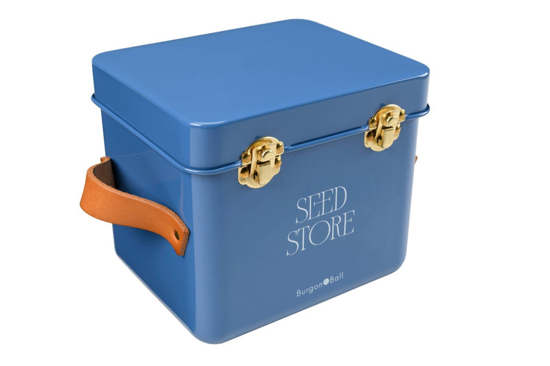 Collector Mini Seed Store in Cotswold Blue with Leather Handles | Seed Storage | GEN/MSEEDCOTS 5019360204893 | AllotMate Essentials