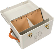 Collector Seed Packet Store in Mushroom by Burgon & Ball – 3 Compartment Steel Tin with Leather Handles | Seed Storage Tin | 5019360204879 5019360204879 | AllotMate Essentials