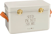 Collector Seed Packet Store in Mushroom by Burgon & Ball – 3 Compartment Steel Tin with Leather Handles | Seed Storage Tin | 5019360204879 5019360204879 | AllotMate Essentials