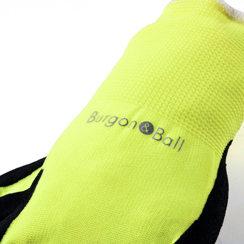 FloraBrite® Yellow Garden Gloves M/L: fluorescent yellow gardening gloves with nitrile-coated grip and a glow-in-torchlight logo | Multi-Task Gloves | 5019360013174 5019360013174 | AllotMate Essentials