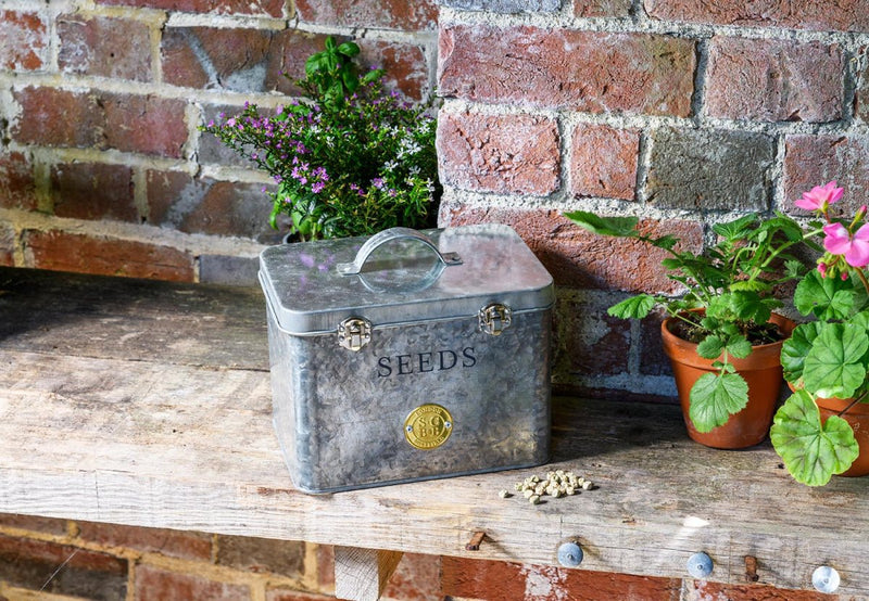 Galvanised Seed Tin – Stylish Storage with Inner Compartments | Sophie Conran by Burgon & Ball | Seed Storage | 5019360203353 5019360203353 | AllotMate Essentials