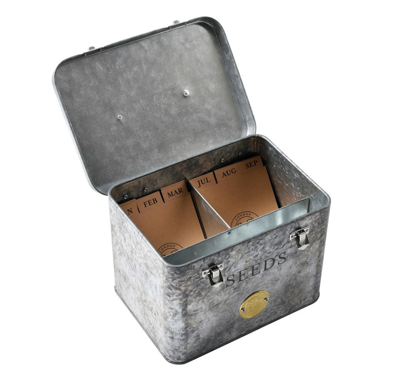 Galvanised Seed Tin – Stylish Storage with Inner Compartments | Sophie Conran by Burgon & Ball | Seed Storage | 5019360203353 5019360203353 | AllotMate Essentials