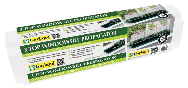 Three Top Windowsill Propagator – Compact Tray Set for Indoor Growing | Garland | Unheated Propagation | G171 05031670003201 | AllotMate Essentials