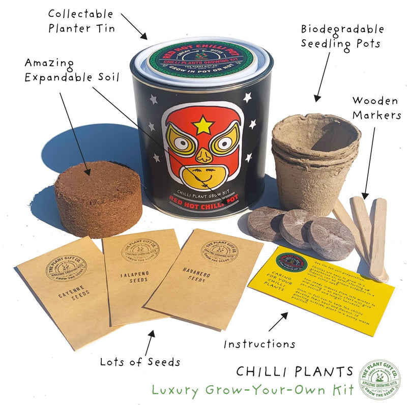 Hot Chilli Plant Grow Kit – Gift for Gardeners | The Plant Gift Co. | Chilli Growing Kit | THEPLANTCO-HOTCHILLIPLANTS  | AllotMate Essentials