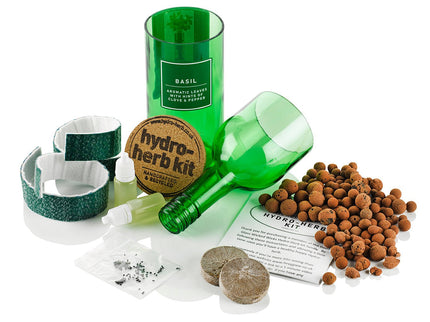 Hydro - Herb – Rosemary Growing Kit in Recycled Wine Bottle | Indoor Hydroponic Herb Garden | Hydro - Herb Kit | HHKROSEMARY | AllotMate Essentials