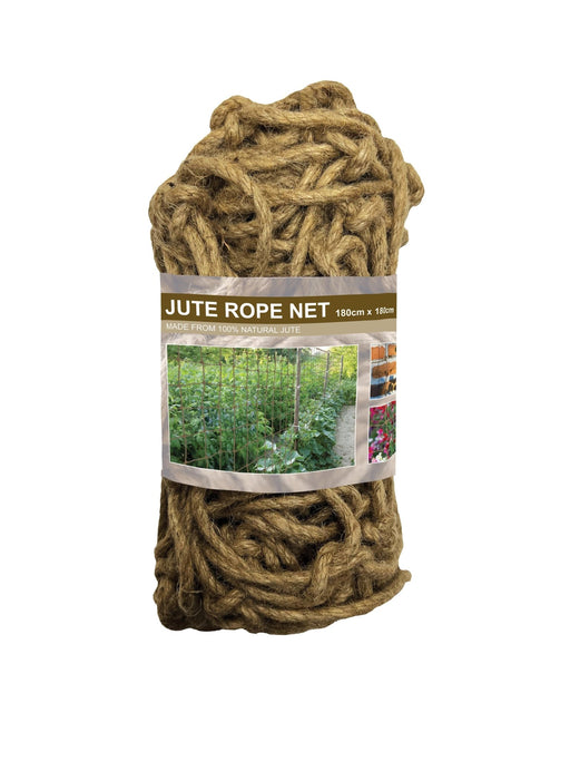 Jute Rope Net 180cm x 180cm, Natural Plant Support Netting for Climbing Plants | Plant Support Netting | 5031670505422 5031670505422 | AllotMate Essentials