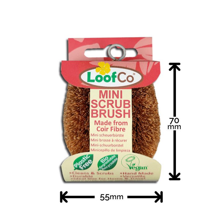 LoofCo Coconut Mini Scrub Brush: Plastic-Free, Vegan Coconut Coir Scrubber for Root Veg, Pots, Seed Trays and Washing Up | Scrub Brush | 5060175850737 5060175850737 | AllotMate Essentials